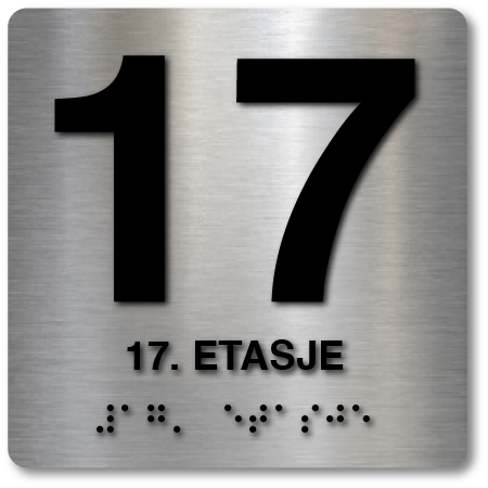 Taktile skilter med og uten Braille - 17. Etasje - Alu panel