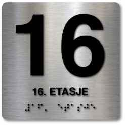 Taktile skilter med og uten Braille - 16. Etasje - Alu panel