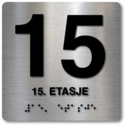 Taktile skilter med og uten Braille - 15. Etasje - Alu panel