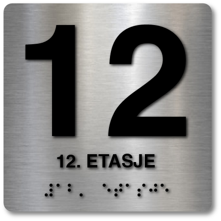 Taktile skilter med og uten Braille - 12. Etasje - Alu panel