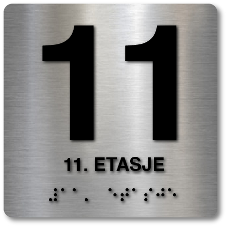 Taktile skilter med og uten Braille - 11. Etasje - Alu panel