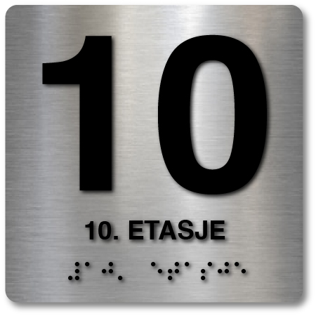 Taktile skilter med og uten Braille - 10. Etasje - Alu panel