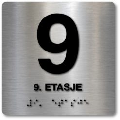 Taktile skilter med og uten Braille - 9. Etasje - Alu panel