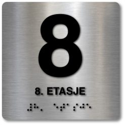 Taktile skilter med og uten Braille - 8. Etasje - Alu panel