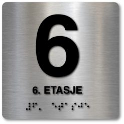Taktile skilter med og uten Braille - 6. Etasje - Alu panel