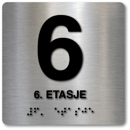 Taktile skilter med og uten Braille - 6. Etasje - Alu panel
