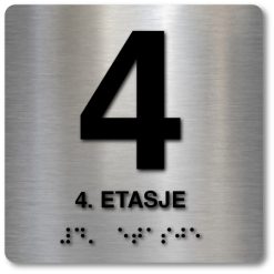 Taktile skilter med og uten Braille - 4. Etasje - Alu panel