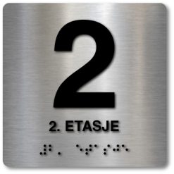 taktile skilter med og uten braille 2. etasje alu panel