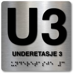 Taktile skilter med og uten Braille - U3. Etasje - Alu panel
