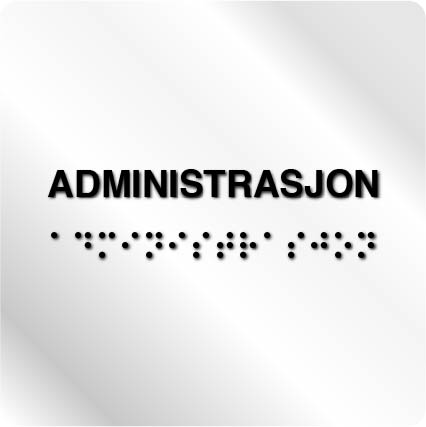 Taktile skilter - Administrasjon - Hvit Alu Panel