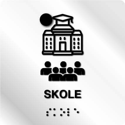 Taktile skilter - Skole - Hvit Alu Panel