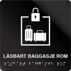 taktile skilter låsbart baggasje rom sort alu panel