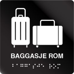 taktile skilter baggasje rom sort alu panel