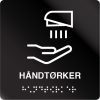 taktile skilter håndtørker sort alu panel