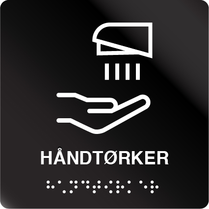 taktile skilter håndtørker sort alu panel