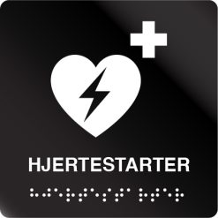taktile skilter hjertestarter sort alu panel