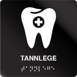 taktile skilter tannlege sort alu panel