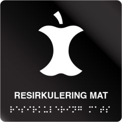 taktile skilter resirkulering mat sort alu panel