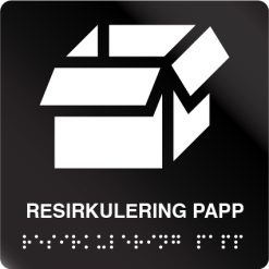 taktile skilter resirkulering papp sort alu panel
