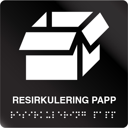 taktile skilter resirkulering papp sort alu panel