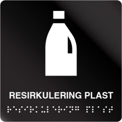 taktile skilter resirkulering plast sort alu panel