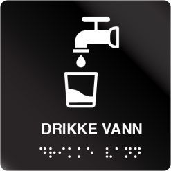 taktile skilter drikke vann sort alu panel