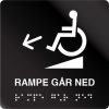taktile skilter rampe går ned sort alu panel