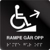 taktile skilter rampe går opp sort alu panel