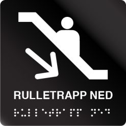 taktile skilter rulletrapp ned sort alu panel