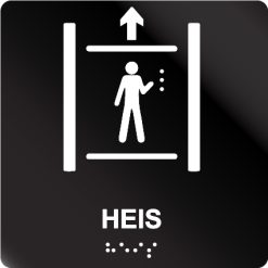 taktile skilter heis med pil opp sort alu panel