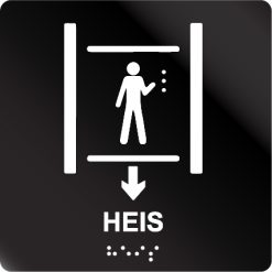 taktile skilter heis med pil opp sort alu panel