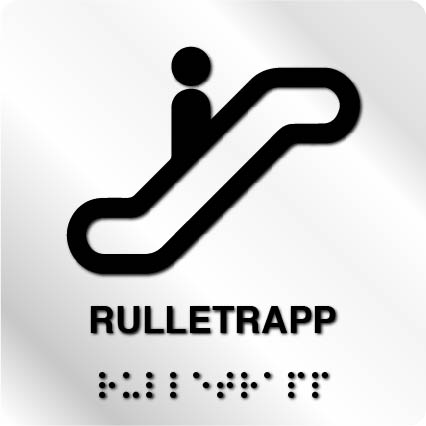 Taktile skilter - Rulletrapp - Hvit Alu Panel
