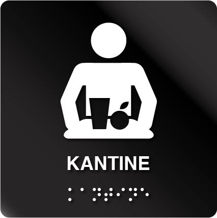 taktile skilter kantine sort alu panel
