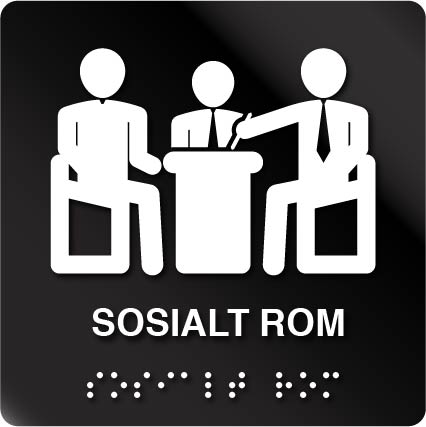 taktile skilter sosialt rom sort alu panel