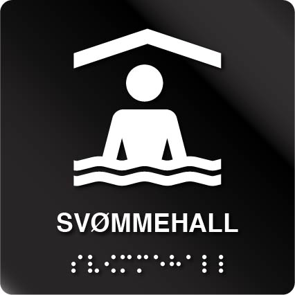 taktile skilter svømmehall sort alu panel