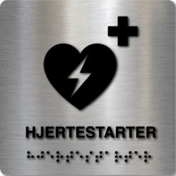 Taktilt skilt - Hjertestarter - Børstet Alu Panel
