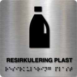 Taktilt skilt - Resirkulering Plast - Børstet Alu Panel