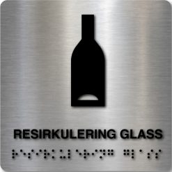 Taktilt skilt - Resirkulering Glass - Børstet Alu Panel