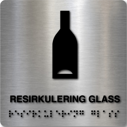 Taktilt skilt - Resirkulering Glass - Børstet Alu Panel