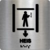 Taktilt skilt - Heis med pil ned - Børstet Alu Panel