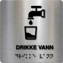 Taktilt skilt - Drikke Vann - Børstet Alu Panel