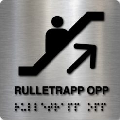 Taktilt skilt - Rulletrapp Opp - Børstet Alu Panel