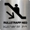 Taktilt skilt - Rulletrapp Ned - Børstet Alu Panel