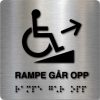 Taktilt skilt - Rampe Går Opp - Børstet Alu Panel