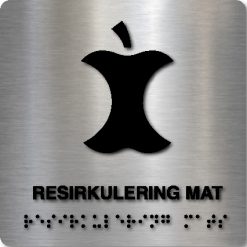 Taktilt skilt - Resirkulering Mat - Børstet Alu Panel