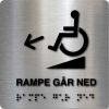 Taktilt skilt - Rampe går ned - Børstet Alu Panel