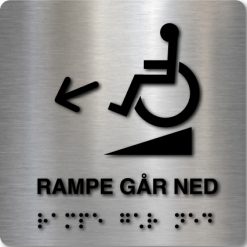 Taktilt skilt - Rampe går ned - Børstet Alu Panel
