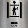 Taktilt skilt - Heis med pil opp - Børstet Alu Panel