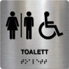 Taktile skilter - Toalett Herre Dame og HC - Børstet Alu Panel