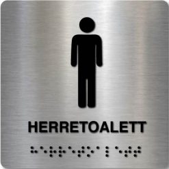 Taktile skilter - Herretoalett - Børstet Alu Panel